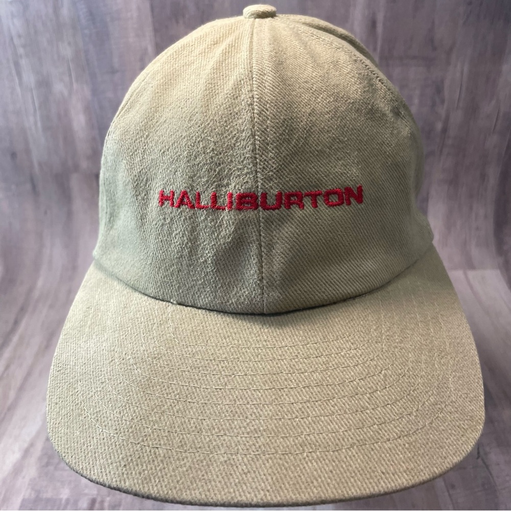 Halliburton Hat Snapback Baseball Cap Mohr's Tan w/ Red Embroidery